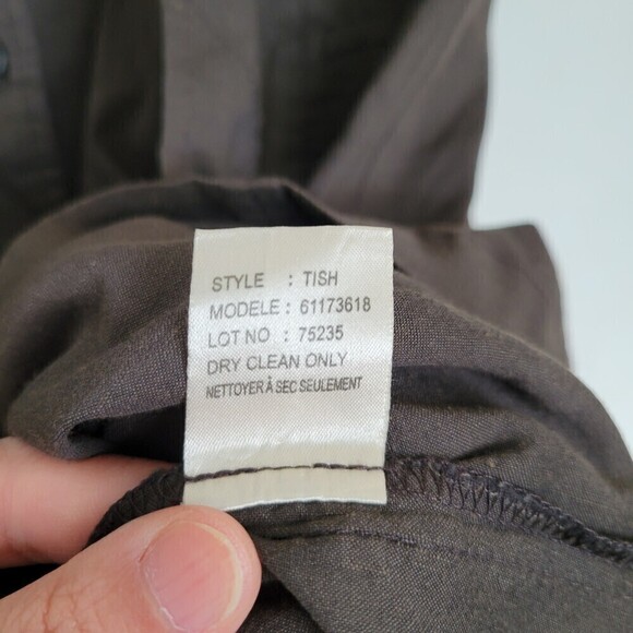 Theory Brown Button Front Sleeveless Linen Belted Pleated Back Midi Dress Size 8 - Picture 11 of 12